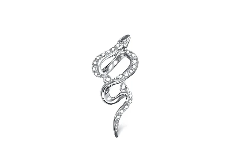 Подвеска Змея из белого золота с 22 фианитами