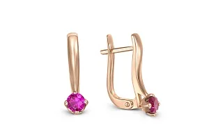 Серьги из красного золота с 2 корундами