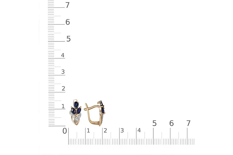 Серьги Цветы из красного золота с 6 сапфирами и 8 бриллиантами