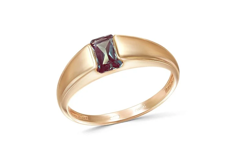 Кольцо из красного золота с александритом