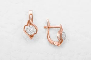 Серьги Цветы из красного золота с 18 бриллиантами