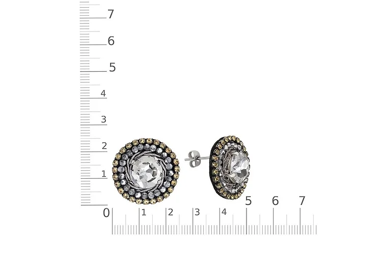 Бижутерные серьги-пусеты Кристаллы черный