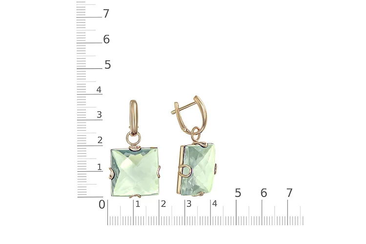 Серьги-трансформеры из жёлтого золота с 2 ситаллами