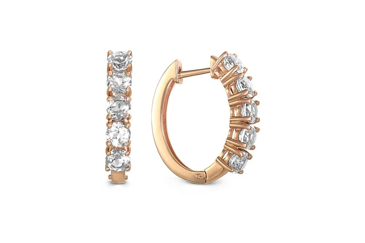 Серьги Дорожки из красного золота с 10 фианитами