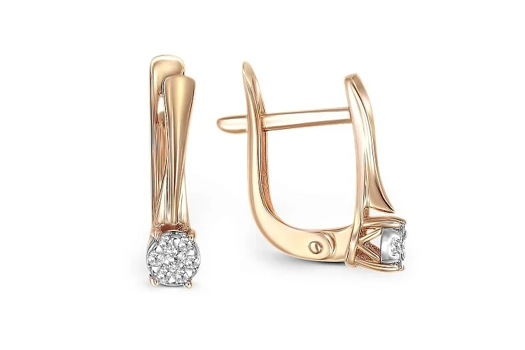 Серьги Малинки из красного золота с 14 бриллиантами