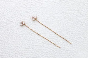 Серьги-продёвки из красного золота с 6 фианитами