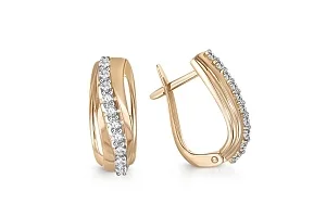 Серьги из жёлтого золота с 20 фианитами