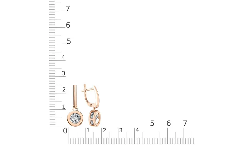 Серьги из красного золота с 2 бриллиантами