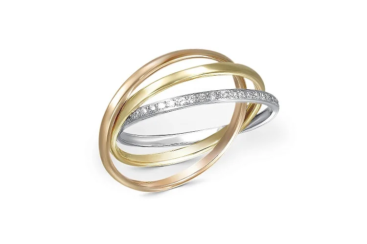 Кольцо Дорожка из красного золота с 24 фианитами