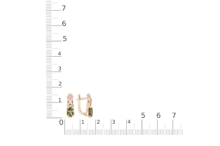 Серьги из красного золота с 16 турмалинами