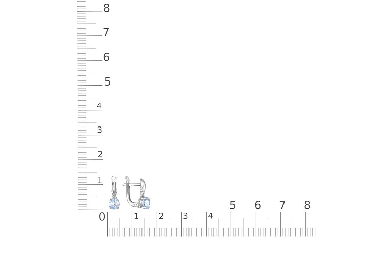 Серьги из белого золота с 2 топазами sky