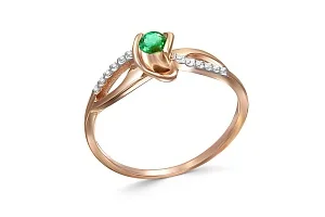 Кольцо из красного золота с изумрудом и 12 бриллиантами