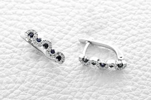 Серьги Дорожки из белого золота с 10 сапфирами и 36 бриллиантами