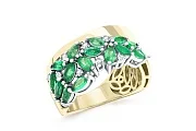 Кольцо из жёлтого золота с 16 изумрудами и 9 бриллиантами