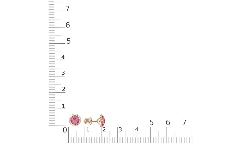 Серьги-пусеты из красного золота с 2 турмалинами