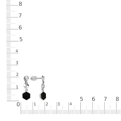 Серьги-пусеты из белого золота с 2 фианитами