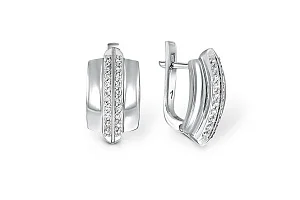 Серьги из белого золота с 40 фианитами