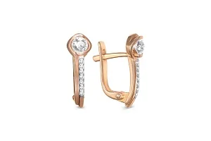 Серьги из красного золота с 16 фианитами