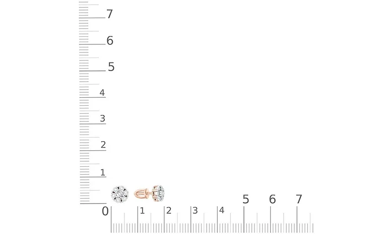 Серьги-пусеты Малинки из красного золота с 14 бриллиантами