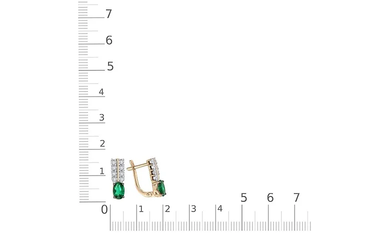 Серьги из жёлтого золота с 2 изумрудами и 16 бриллиантами