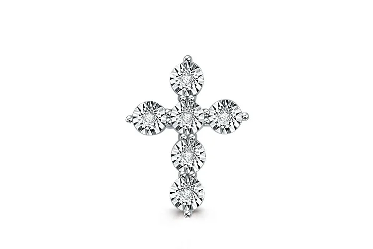 Крест Крест из белого золота с 6 бриллиантами