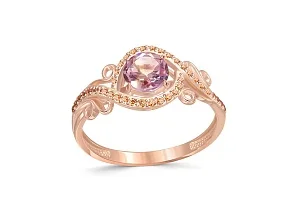 Кольцо из красного золота с аметрином и 38 фианитами