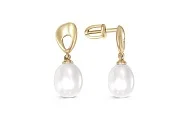 Серьги-пусеты из жёлтого золота с 2 жемчужинами