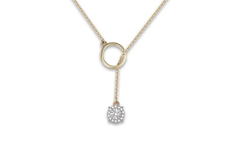 Колье Круг из жёлтого золота с 15 бриллиантами