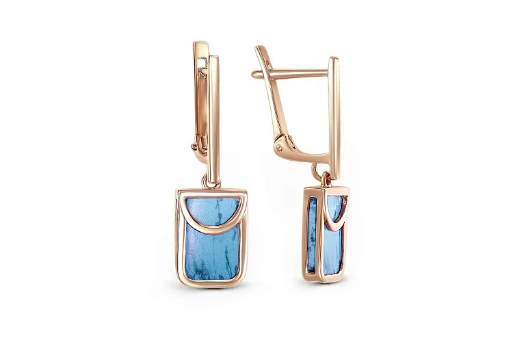 Серьги из красного золота с бирюзой