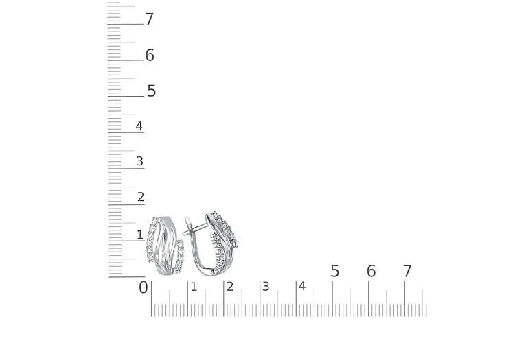 Серьги из белого золота с 24 фианитами