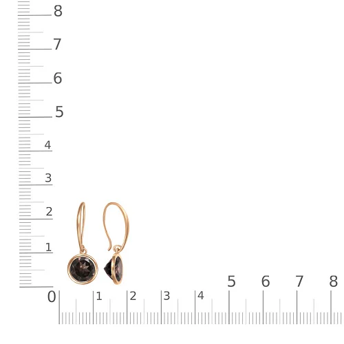 Серьги из красного золота с 2 раухтопазами