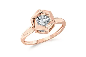 Кольцо из красного золота с бриллиантом