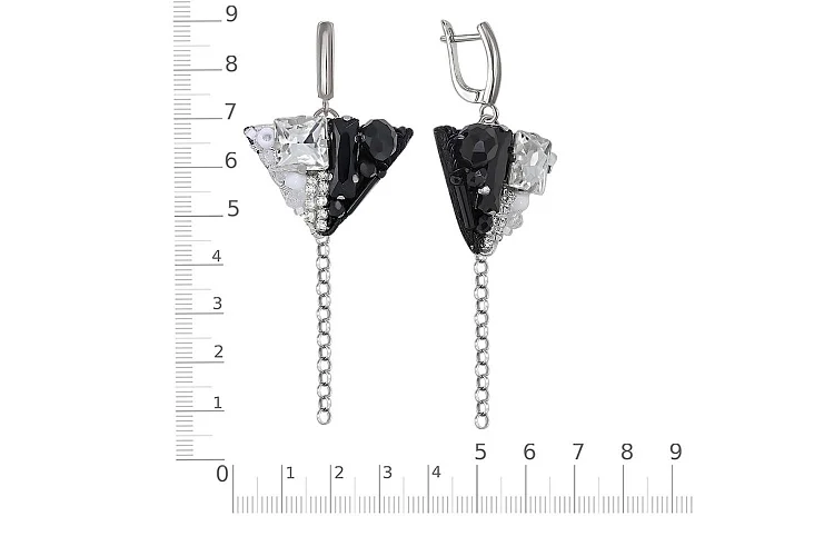 Бижутерные серьги Домино черно-белый