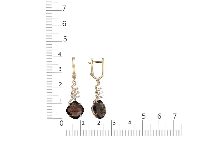 Серьги из жёлтого золота с 38 раухтопазами