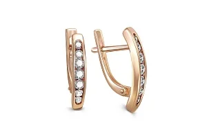 Серьги Дорожки из красного золота с 14 фианитами