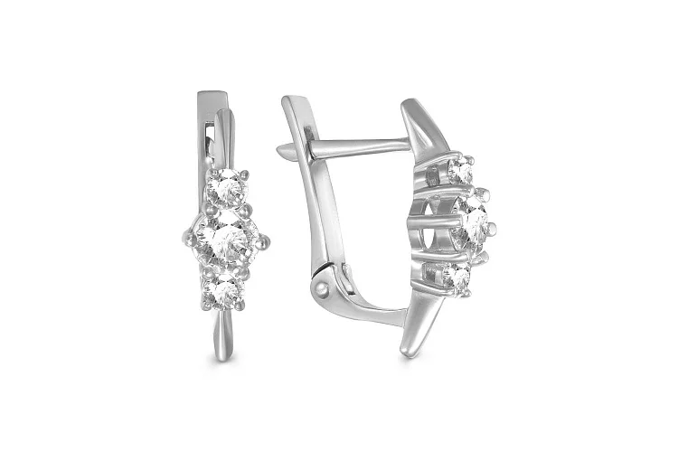 Серьги из белого золота с 6 бриллиантами