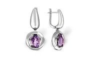 Серьги из белого золота с 2 аметистами