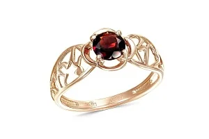 Кольцо из красного золота с гранатом