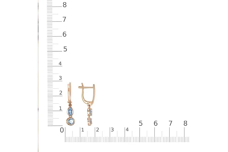 Серьги из красного золота с 4 топазами swiss