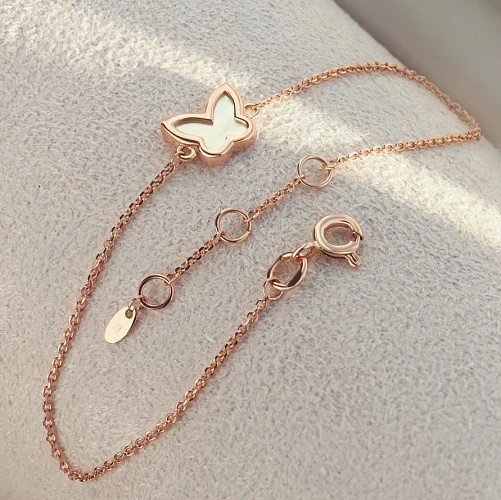 Браслет Бабочка из красного золота с перламутром