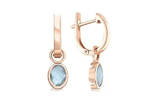 Серьги-трансформеры из красного золота с 2 топазами sky