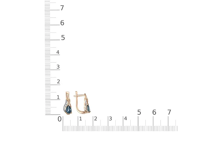 Серьги из красного золота с 2 топазами лондон и 6 фианитами