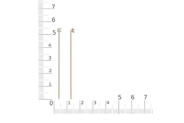 Серьги-продёвки из красного золота с 2 фианитами