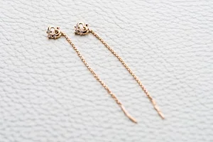 Серьги-продёвки Сердца из красного золота с 6 фианитами