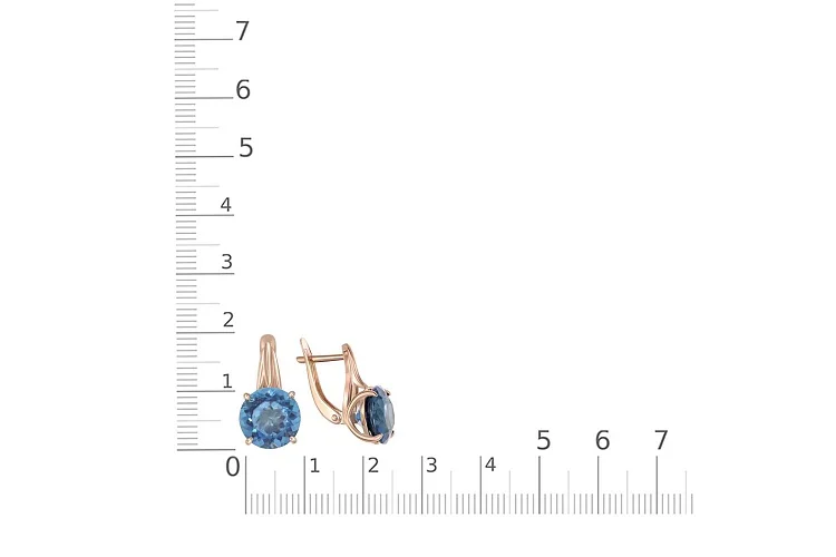 Серьги из красного золота с 2 ситаллами