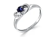 Кольцо из белого золота с корундом и 12 фианитами