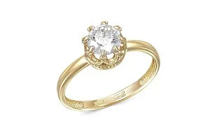 Кольцо Корона из жёлтого золота с кристаллом swarovski