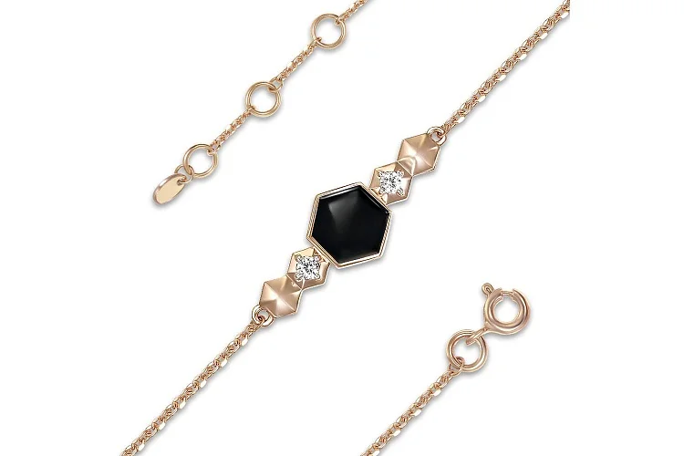 Браслет из красного золота с 2 бриллиантами