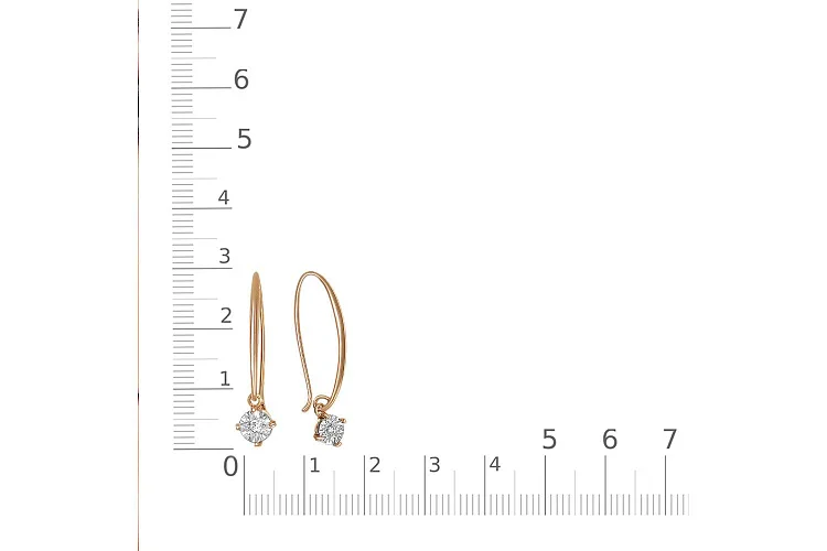 Серьги из красного золота с 2 бриллиантами