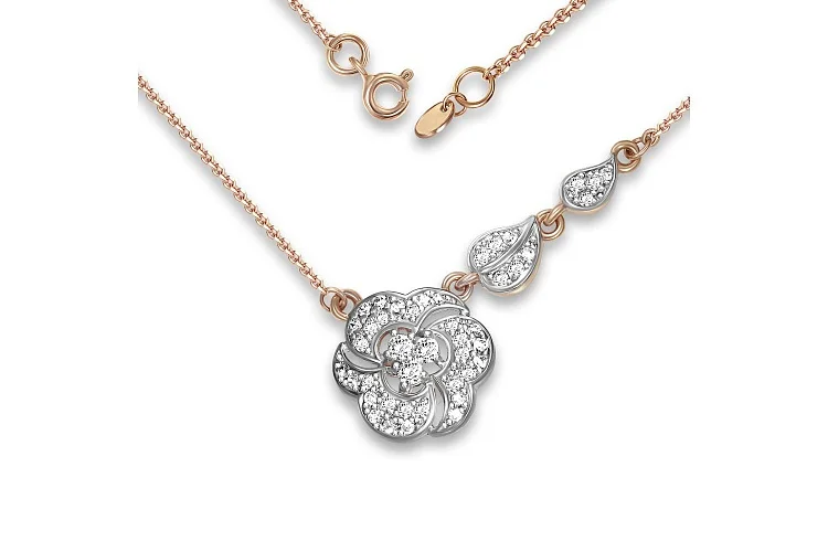 Колье Цветок из красного золота с 43 фианитами